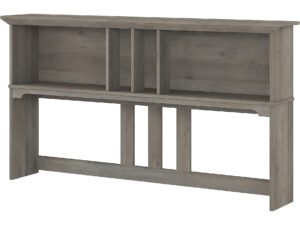 bush furniture salinas hutch, desk attachment with shelf storage for home office, 60w, driftwood gray