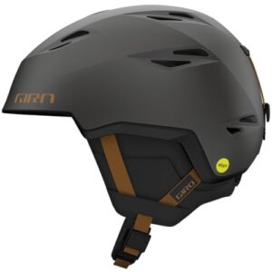 giro grid spherical ski helmet - snowboard helmet for men & women - metallic coal/tan - m (55.5-59cm)