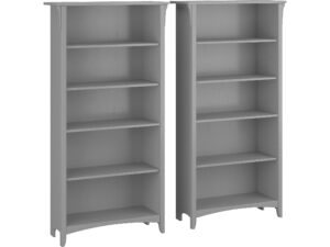 salinas 5-shelf 63-inch h tall bookcase, cape cod gray, 2/set
