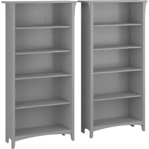 Salinas 5-Shelf 63-Inch H Tall Bookcase, Cape Cod Gray, 2/Set