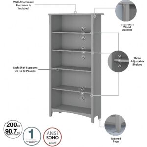 Salinas 5-Shelf 63-Inch H Tall Bookcase, Cape Cod Gray, 2/Set