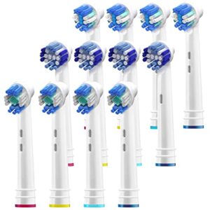 replacement toothbrush heads compatible with oral-b braun- 12 pack – best oralb compatible electric toothbrush- fits oral-b floss, cross, precision, 3d, 1000, kids, sonic, clean, action &more