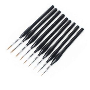 Dylviw 9 Pieces Fine Tip Detail Painting Brushes Miniature Paint Brushes Kit Mini Thin Tiny Paint Brush Set for Acrylic, Watercolor, Oil, Face, Nail, Scale Model Painting, Line Drawing