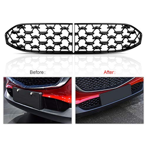 CDEFG CX30 Front Grill Mesh Inserts Trims Front Grille Guard for 2019 2020 2021 2022 2023 Mazda CX-30 Car Exterior Accessories ABS Material(2PCS) (300MM for CX30 Grilles)