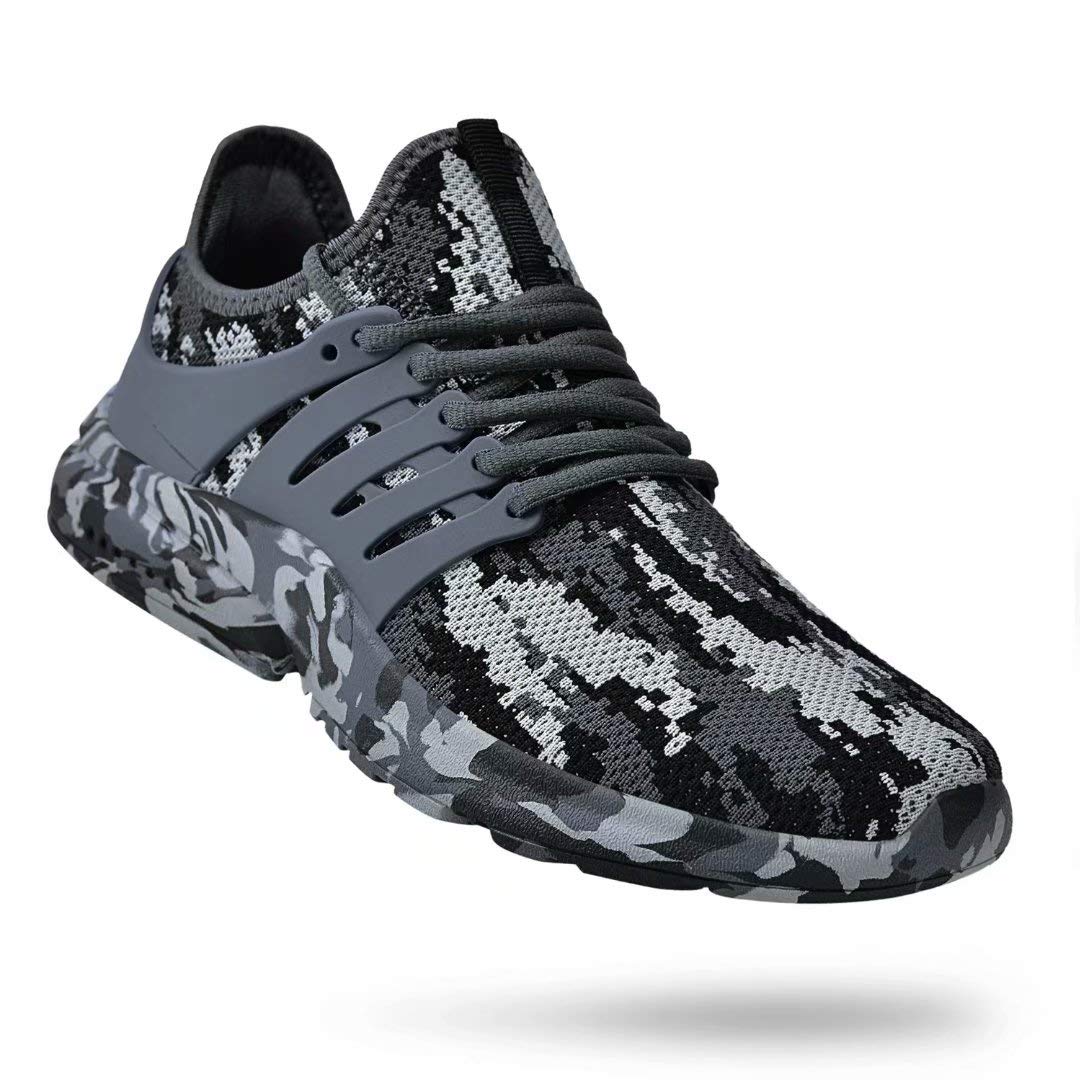 Troadlop Mens Tennis Shoes Breathable Food Service Restaurant Sneakers Comfortable Athletic Sport Running Gym Workout Shoes Camouflage Gray 10