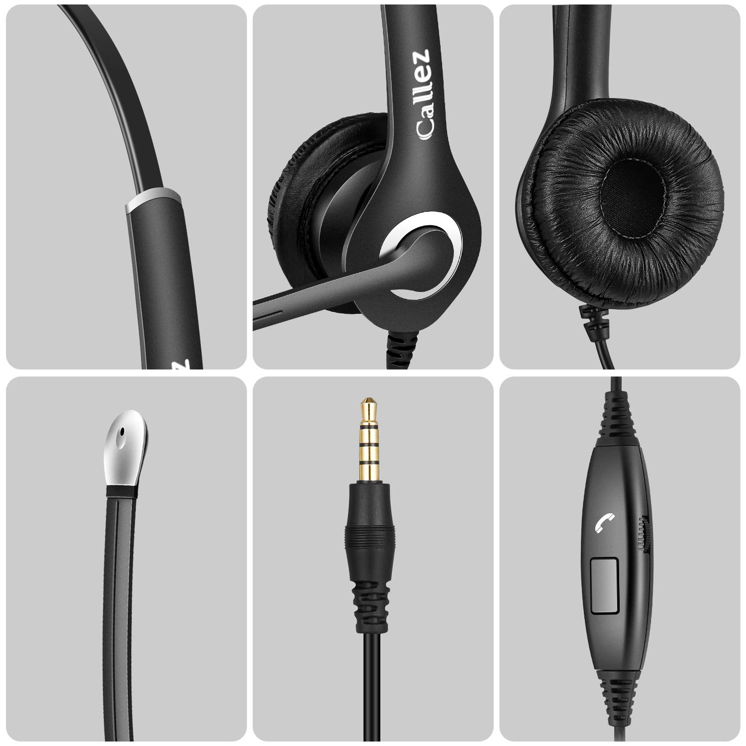 Computer Headset with Microphone Noise Cancelling, 3.5mm Cell Phone Headsets for iPhone Samsung Laptop PC Tablet Skype Webinar Office Business Call Center, Clearer Voice, Ultra Comfort