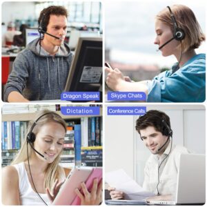 Computer Headset with Microphone Noise Cancelling, 3.5mm Cell Phone Headsets for iPhone Samsung Laptop PC Tablet Skype Webinar Office Business Call Center, Clearer Voice, Ultra Comfort