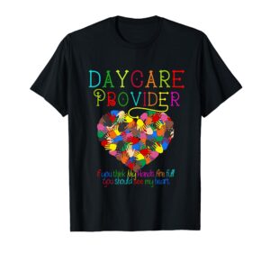 daycare provider childcare cute heart teacher appreciation t-shirt