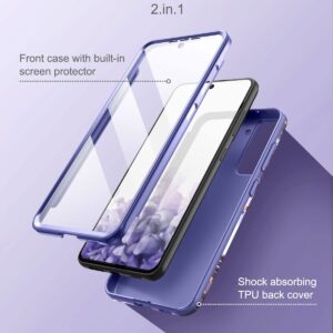 SURITCH Marble Case for Samsung Galaxy S21 FE, [Built-in Screen Protector] Full-Body Protection Shockproof Rugged Silicone TPU Bumper Protective Cover for Galaxy S21 FE 5G 6.4 Inch (Purple Lavender)