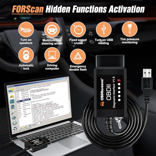 OBDResource FORScan OBD2 USB Adapter ELM327 for Windows，Diagnostic Coding Tool with MS-CAN/HS-CAN Switch for Ford Lincoln Mazda Mercury Series Vehicles