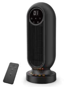 infray space heater, 1500w oscillating ceramic tower heater, portable fast heating electric fan heater with led flame light, 12hrs timer, remote control & led display for home office indoor use