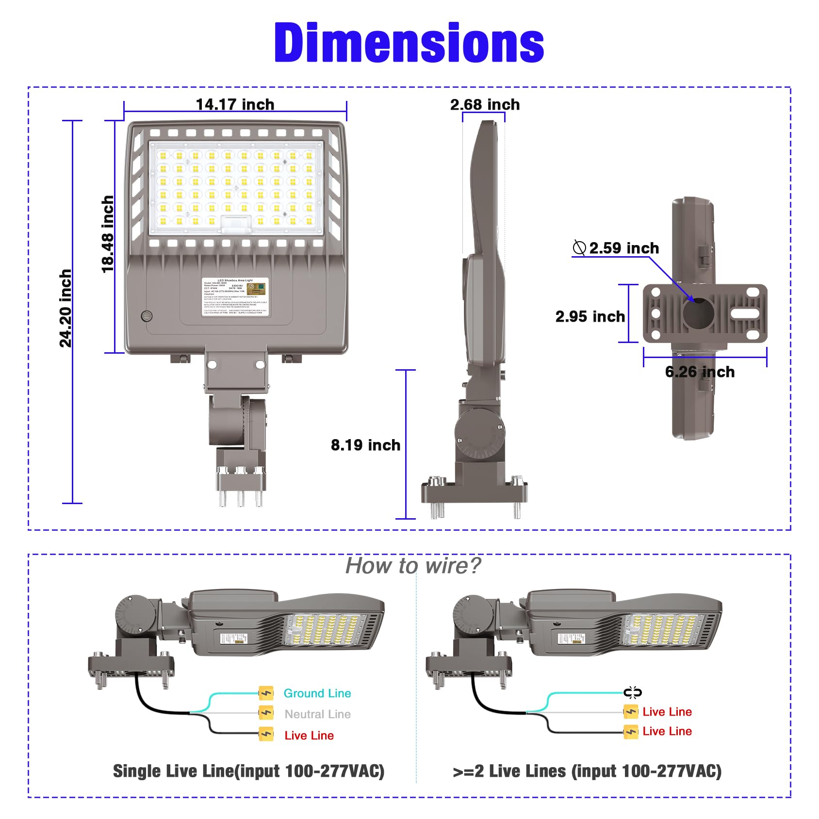 BBESTLED 200 Watts Outdoor LED Lights for Parking Lot Commercial, LED Parking lot Lights Adjustable Arm Mount Industrial UL DLC Listed 28000LM IP65 5000K 100-277VAC, 200W LED Shoebox Pole Light