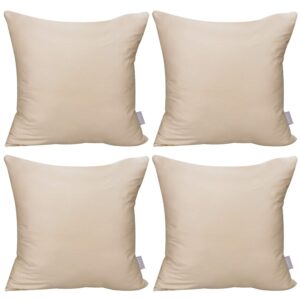 4-pack 100% cotton comfortable solid decorative throw pillow case,thmyo square cushion cover pillowcase sublimation blank pillow covers diy throw pillowcase for sofa bedroom(24x24 inch/ 60x60cm,khaki)