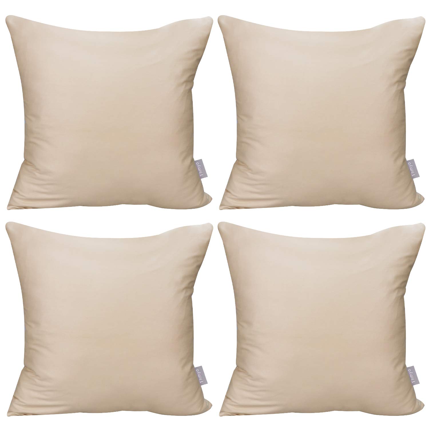 4-Pack 100% Cotton Comfortable Solid Decorative Throw Pillow Case,Thmyo Square Cushion Cover Pillowcase Sublimation Blank Pillow Covers DIY Throw Pillowcase for Sofa Bedroom(24x24 inch/ 60x60cm,Khaki)