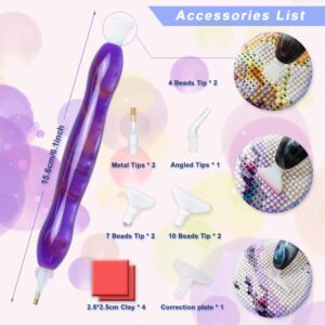 Diamond Painting Pen, Diamond Painting Accessories Tools Pen with Wax and Tips, Ergonomic Diamond Art Drill Pen, Comfort Grip and Faster Drilling (Purple)