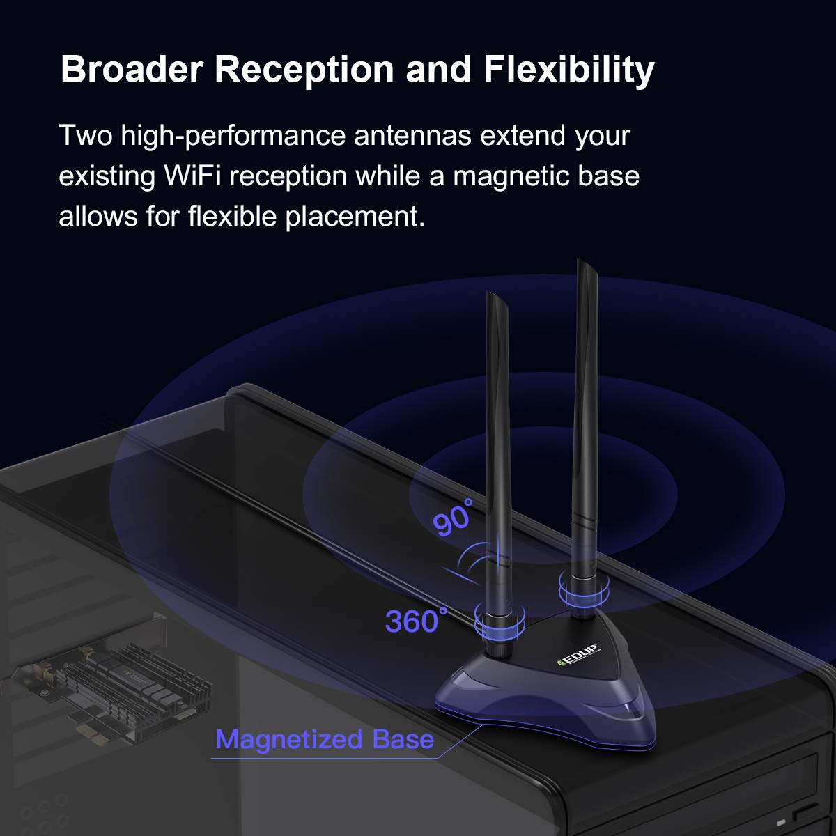 EDUP PCIe WiFi 6E Card, 802.11AX Bluetooth 5.2 AX5400M AX210NGW Heat Sink Tri-Band 6G/5.8G/2.4GHz WiFi 6 PCI-E Wireless Network Card for Desktop PC Support Windows 10/11 64-bit