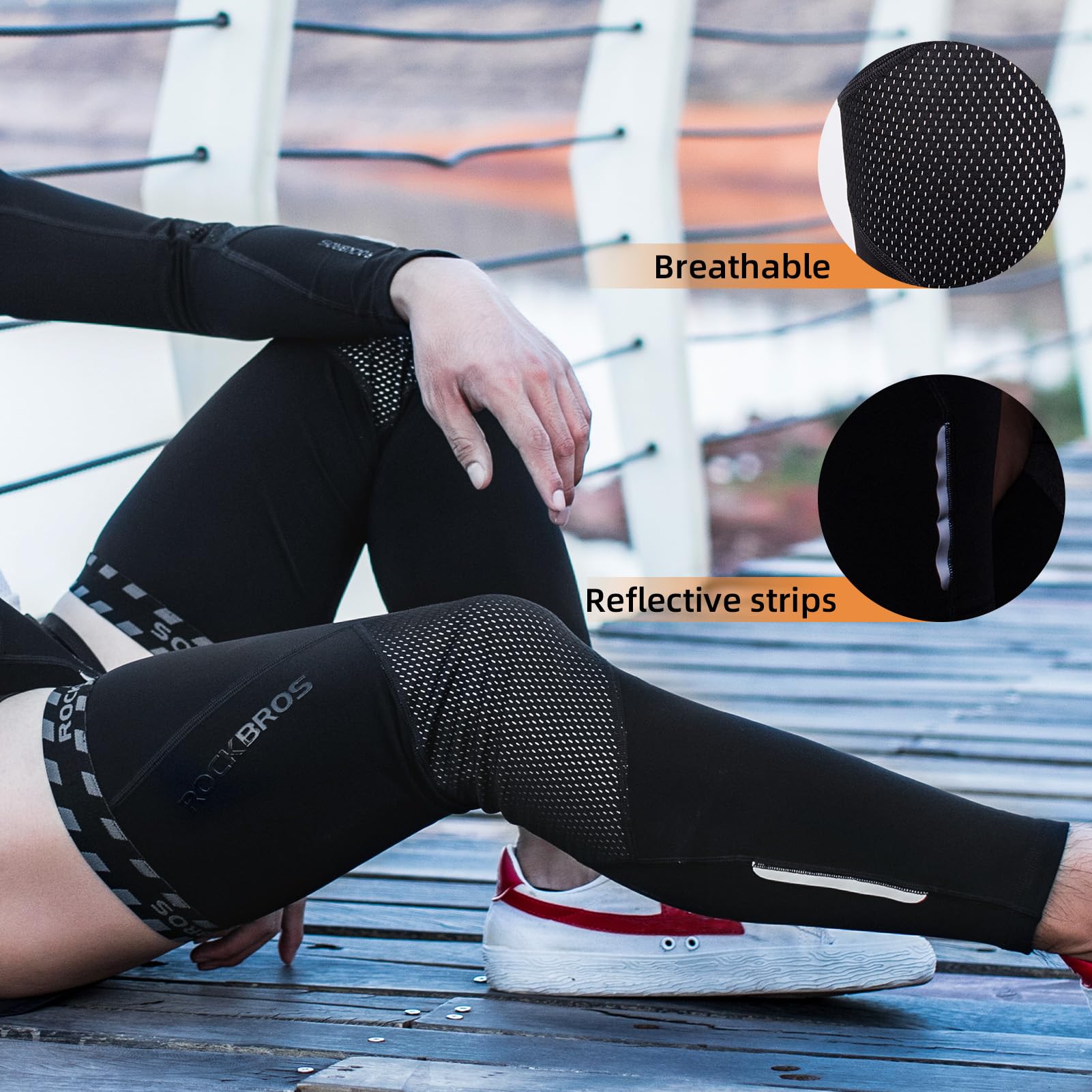 ROCKBROS Cycling Leg Warmers Thermal Long Leg Sleeves for Men Women Legwarmer