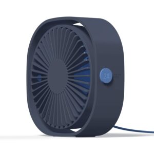Esthepro USB Desk Fan, Portable Desktop Table Cooling Fan, Three Speeds Adjustable, USB Connection Power, Strong Quiet Wind, Great for Office Home Outdoor Car Travel (Navy Blue)