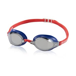 speedo unisex-adult swim goggles speed socket 2.0, blue/rd grey/grey mirrored