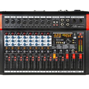 Audio2000'S AMX7373 Eight-Channel Audio Mixer with 320 DSP Sound Effects, Stereo Sub Out with Sub-Out Level-Control Fader, Level-Control Faders on All Channels, and USB/Computer Interface