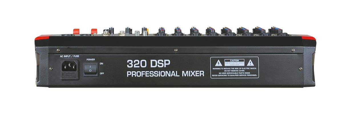 Audio2000'S AMX7373 Eight-Channel Audio Mixer with 320 DSP Sound Effects, Stereo Sub Out with Sub-Out Level-Control Fader, Level-Control Faders on All Channels, and USB/Computer Interface