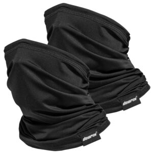 Neck Gaiter Face Mask Washable, Cloth Face Masks Bandana Balaclava Cover Shield (A-Solid-Black-2, 2)