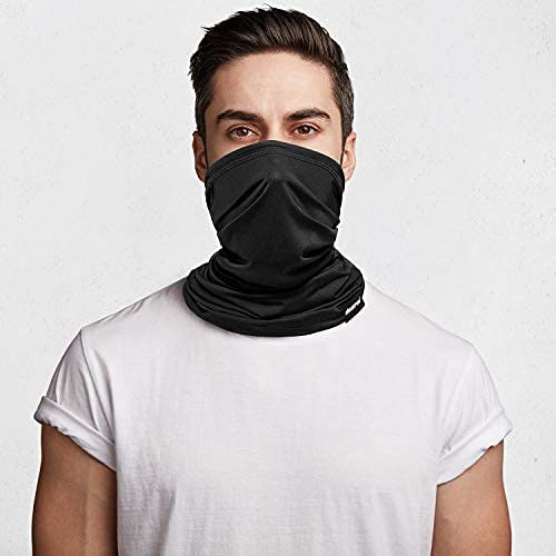 Neck Gaiter Face Mask Washable, Cloth Face Masks Bandana Balaclava Cover Shield (A-Solid-Black-2, 2)