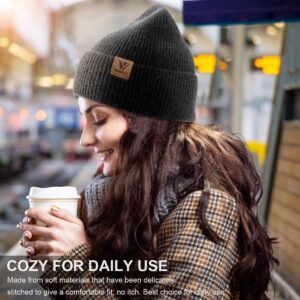 Vgogfly Beanie Men Slouchy Knit Skull Cap Warm Stocking Hats Guys Women Striped Winter Beanie Hat Cuffed Plain Hat Coffee