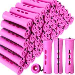 willbond 60 pcs perm rods natural long short hair perm rods with elastic rubber band non slip plastic perming cold wave rod kit for women girls hairdressing styling tool