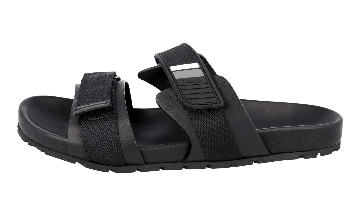 Prada Men's 2X3002 Black Leather Sandals US 8 / EU 7 (41)