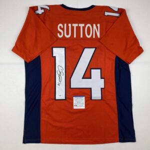 autographed/signed courtland sutton denver orange football jersey psa/dna coa