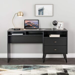 Prepac Milo Desk with Side Storage and 2 Drawers, 55", Black