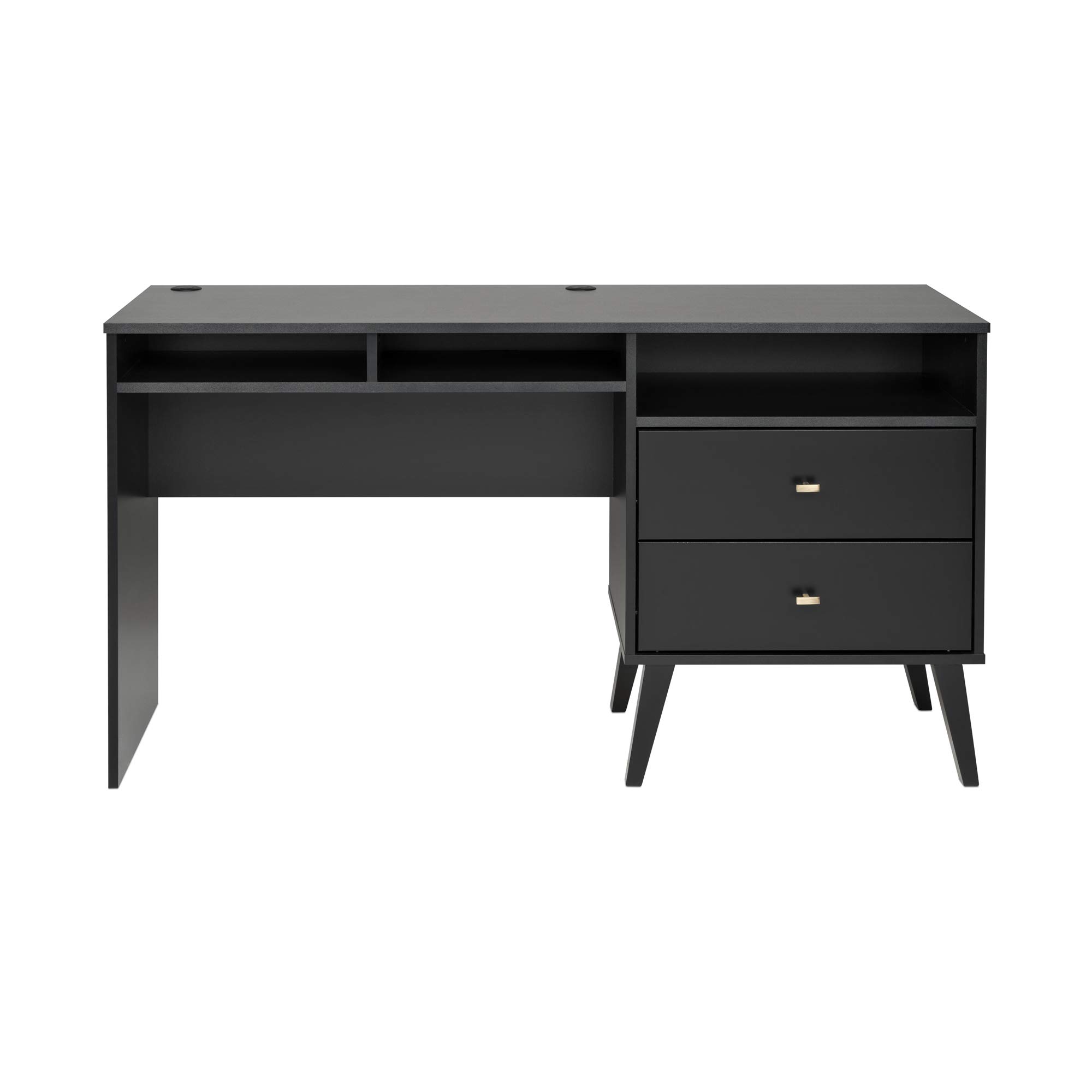 Prepac Milo Desk with Side Storage and 2 Drawers, 55", Black