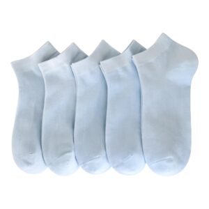 SERISIMPLE Women Viscose Bamboo Ankle Socks Low Cut Thin Sock Lightweight Pastal Color Soft Sock 5 Pairs(Blue, Large)