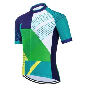 men's cycling bike jerseys short sleeve with 3 rear pockets- moisture wicking, full zipper biking shirt, quick dry, breathable mountain bike shirt (0507,xl)