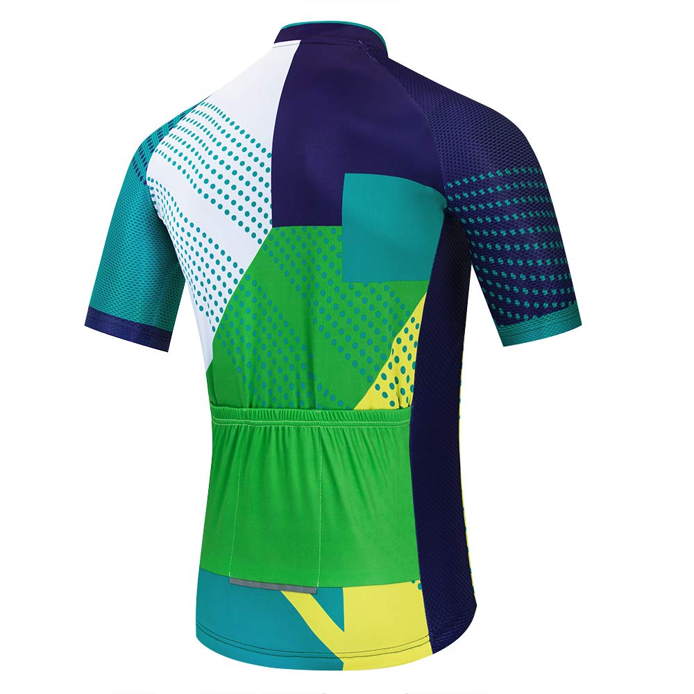 Men's Cycling Bike Jerseys Short Sleeve with 3 Rear Pockets- Moisture Wicking, Full Zipper Biking Shirt, Quick Dry, Breathable Mountain Bike Shirt (0507,XL)
