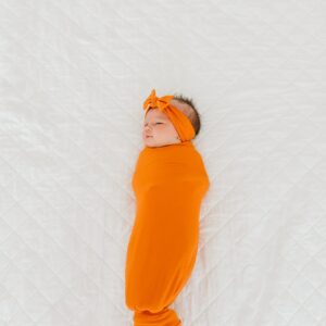 Large Premium Knit Baby Swaddle Receiving Blanket "Blaze" by Copper Pearl