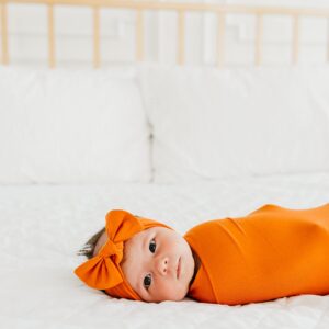 Large Premium Knit Baby Swaddle Receiving Blanket "Blaze" by Copper Pearl