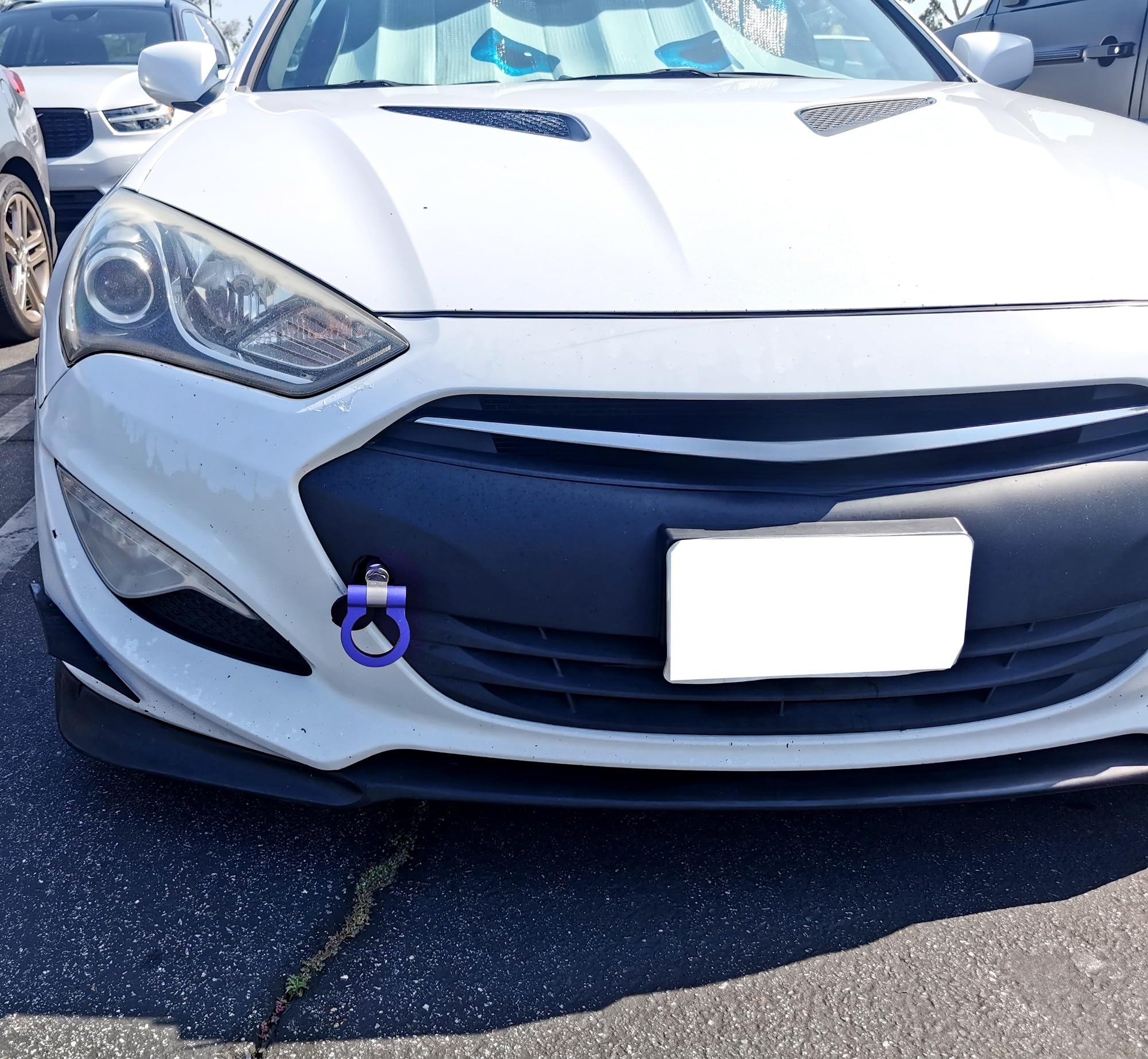 iJDMTOY Blue Track Racing Style Tow Hook Ring Compatible with 2010-2016 Hyundai Genesis Coupe 2-Door, Made of Lightweight Aluminum