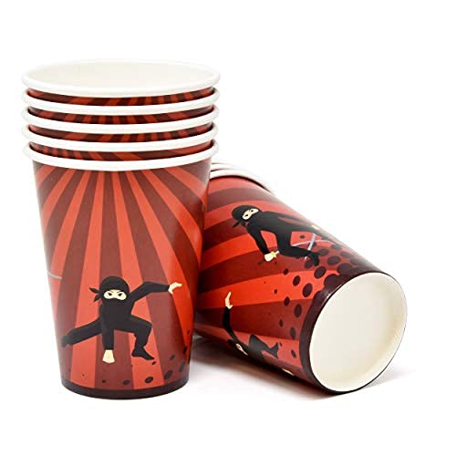 Gift Boutique Ninja Warrior Party Supplies Table Set 24 9" 24 7" Paper Plates 24 9 Oz Cup 50 Lunch Napkins for Ninjas Master Warriors Sword Theme Samurai Karate Martial Arts Disposable Birthday Décor