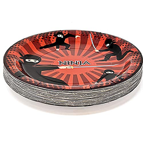 Gift Boutique Ninja Warrior Party Supplies Table Set 24 9" 24 7" Paper Plates 24 9 Oz Cup 50 Lunch Napkins for Ninjas Master Warriors Sword Theme Samurai Karate Martial Arts Disposable Birthday Décor