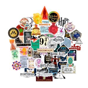 conquest journals harry potter wizarding world vinyl stickers, set of 60 unique stickers including 5 holograms, waterproof and uv resistant, great for all your gadgets, potterfy all the things