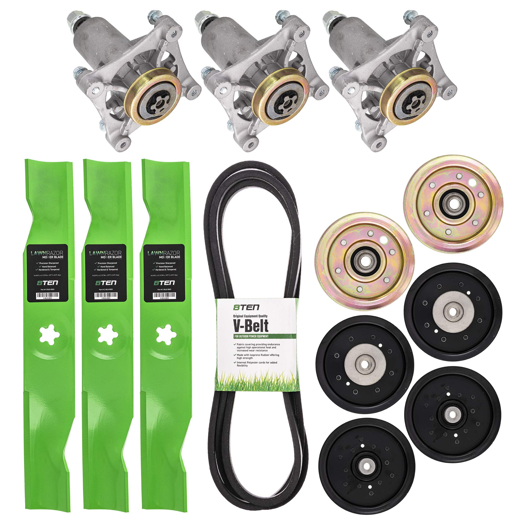 8TEN Deck Rebuild Kit for Husqvarna 48 inch YTH2348 2748GLS 2448T Blade Spindle Belt Idler