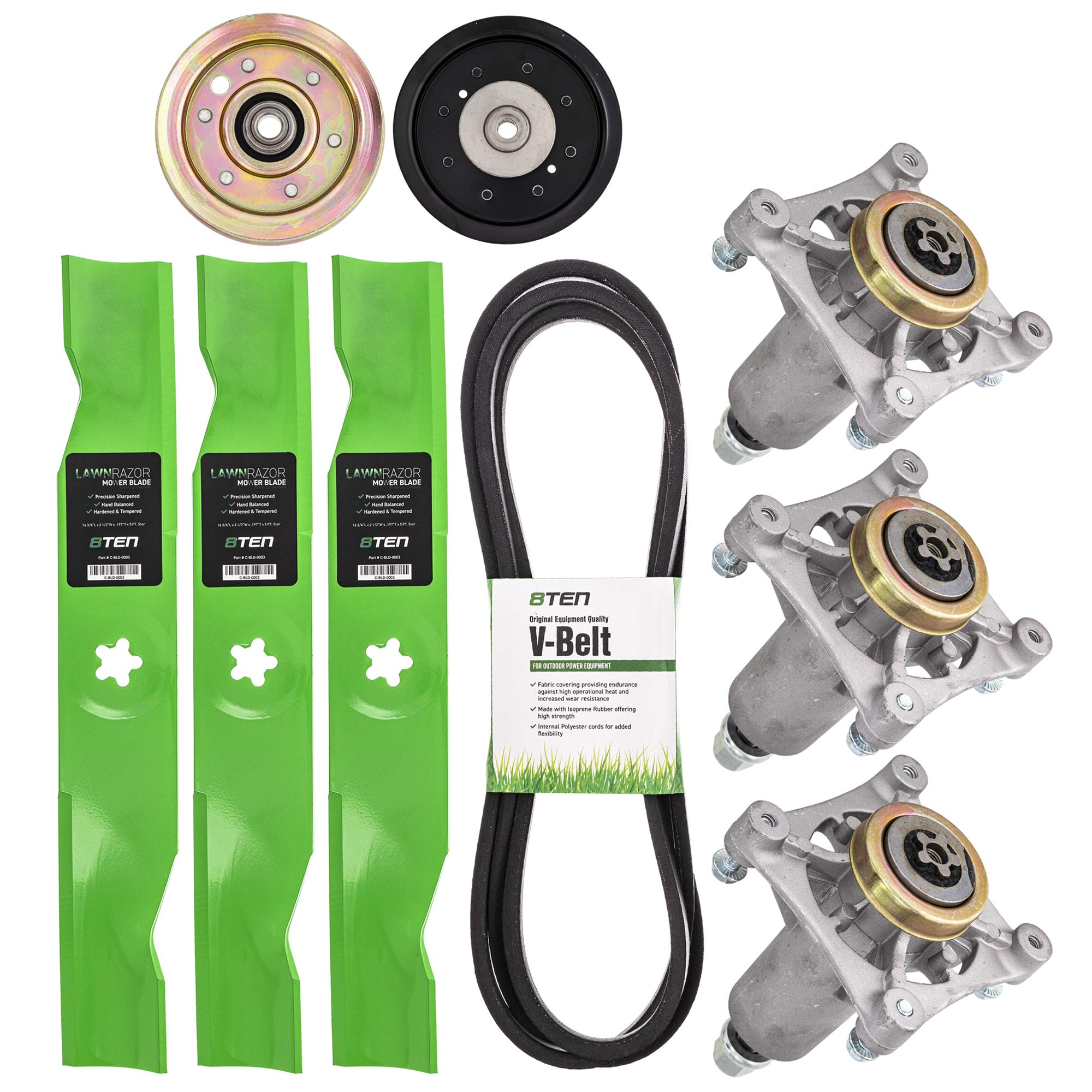 8TEN Deck Rebuild Kit for Husqvarna 48 inch GTH2448T GTH264T Garden Tractors Blade Spindle Belt Idler