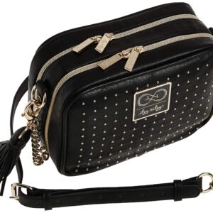 Chelsea + Cole for Itzy Ritzy Crossbody Diaper Bag - Includes 6 Pockets, Changing Pad & Tassel; Black with Sweetheart Print