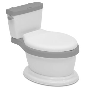 delta children kid size toddler potty for boys & girls - realistic potty training toilet looks & feels like an adult toilet, white/grey