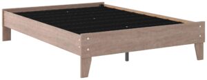 signature design by ashley flannia modern platform bed, full, grayish brown