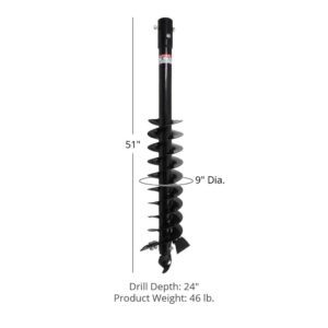 Titan Attachments Auger Post Hole Digger 9" 3 Point Heavy Duty Steel