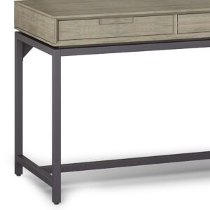 SIMPLIHOME Banting SOLID WOOD and Metal 72 inch Wide Home Office Desk, Writing Table, Workstation, Study Table Furniture in Distressed Grey with 2 Drawers