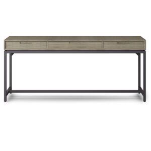 SIMPLIHOME Banting SOLID WOOD and Metal 72 inch Wide Home Office Desk, Writing Table, Workstation, Study Table Furniture in Distressed Grey with 2 Drawers